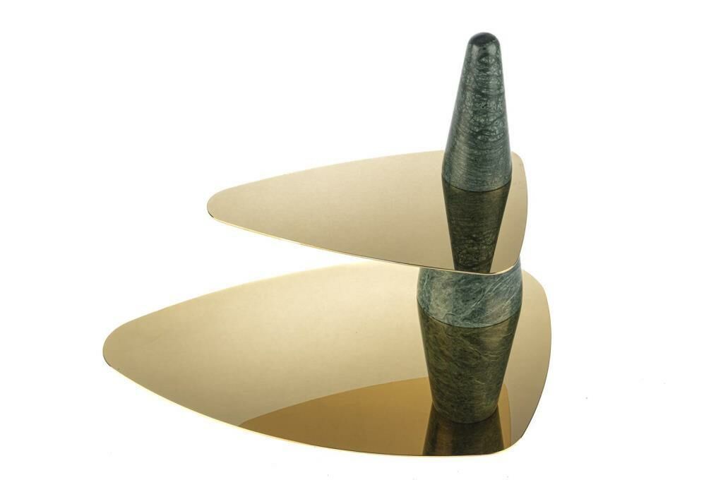 YEŞİL MERMERLİ GOLD 2 KATLI DEKOR STAND 30X20X31CM