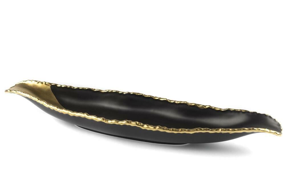 SİYAH GOLD PORSELEN UZUN SERVİS TABAK 50X11X5CM