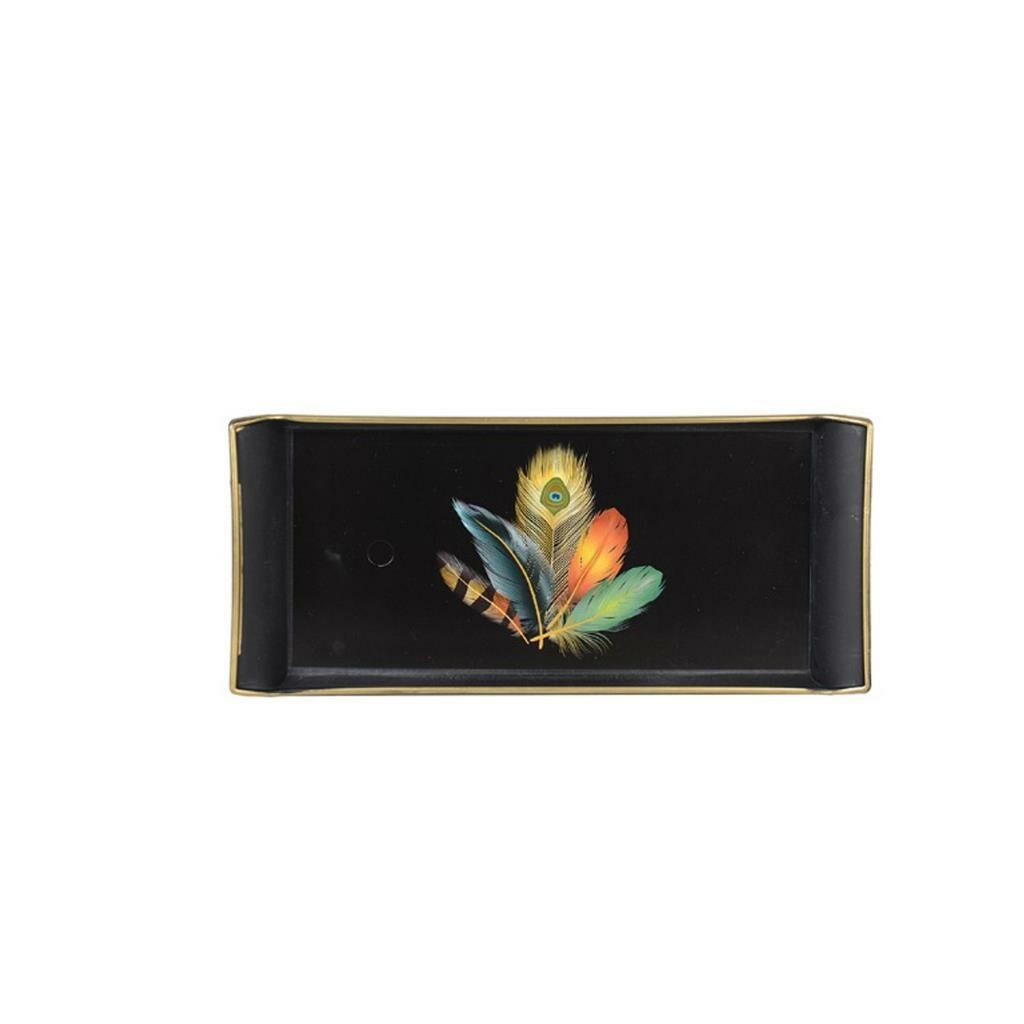 SİYAH DESEN4 DİKDÖRTGEN TEPSİ 13X29CM