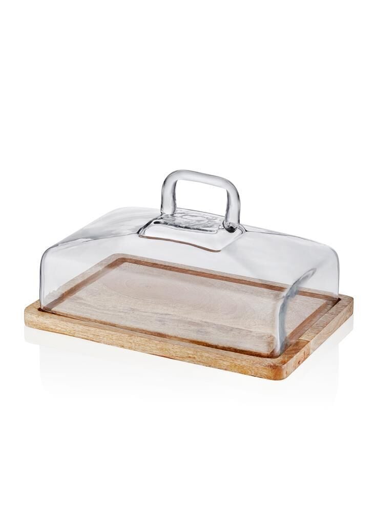 MADERA AKASYA DİKDÖRTGEN KEK SAKLAMA FANUSU 16X28X18CM