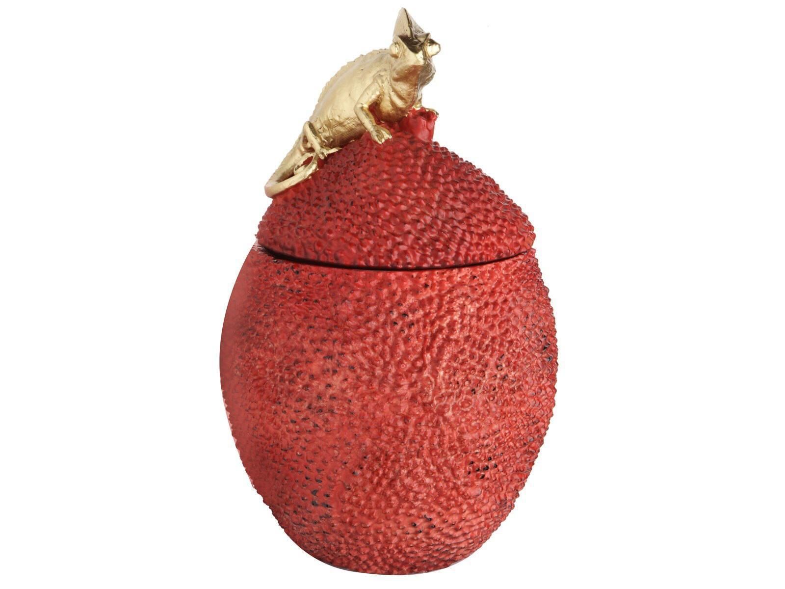 KIRMIZI ALTIN İGUANA FİGÜRLÜ KAPAKLI KÜP 41CM