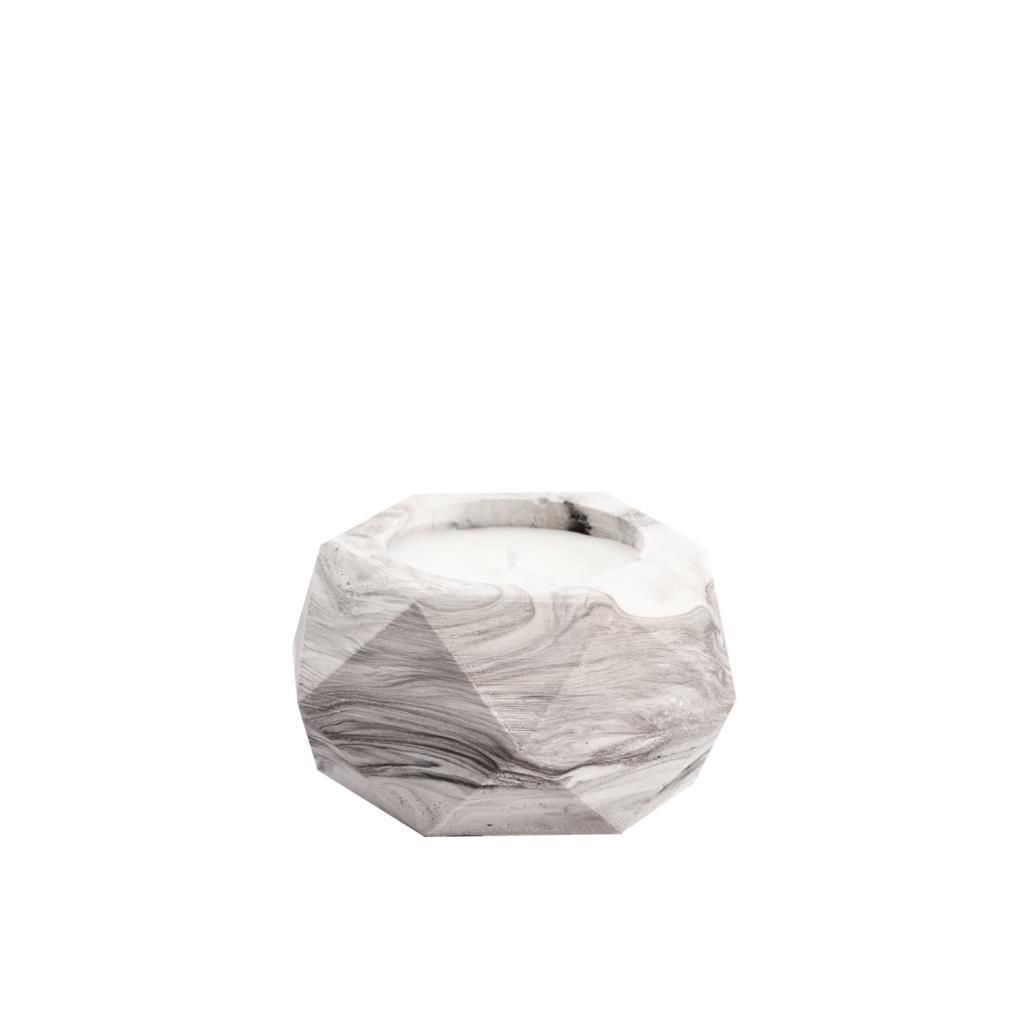 GRİ BEYAZ MERMER DESEN GEOMETRİK MUM 11CM