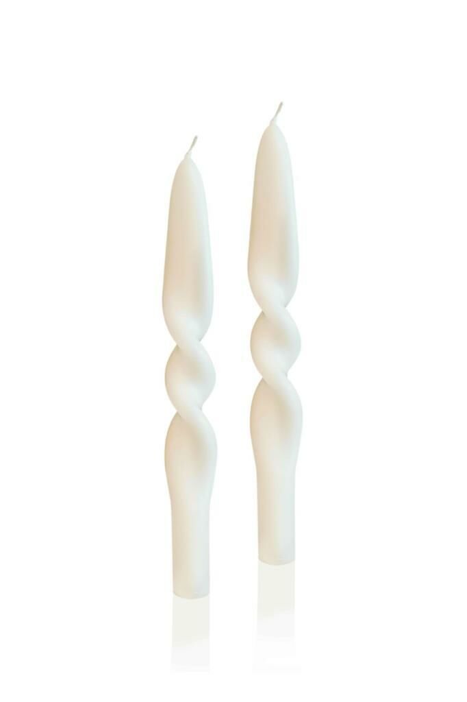 KREM BURGU 2'Lİ ŞAMDAN MUM 25CM
