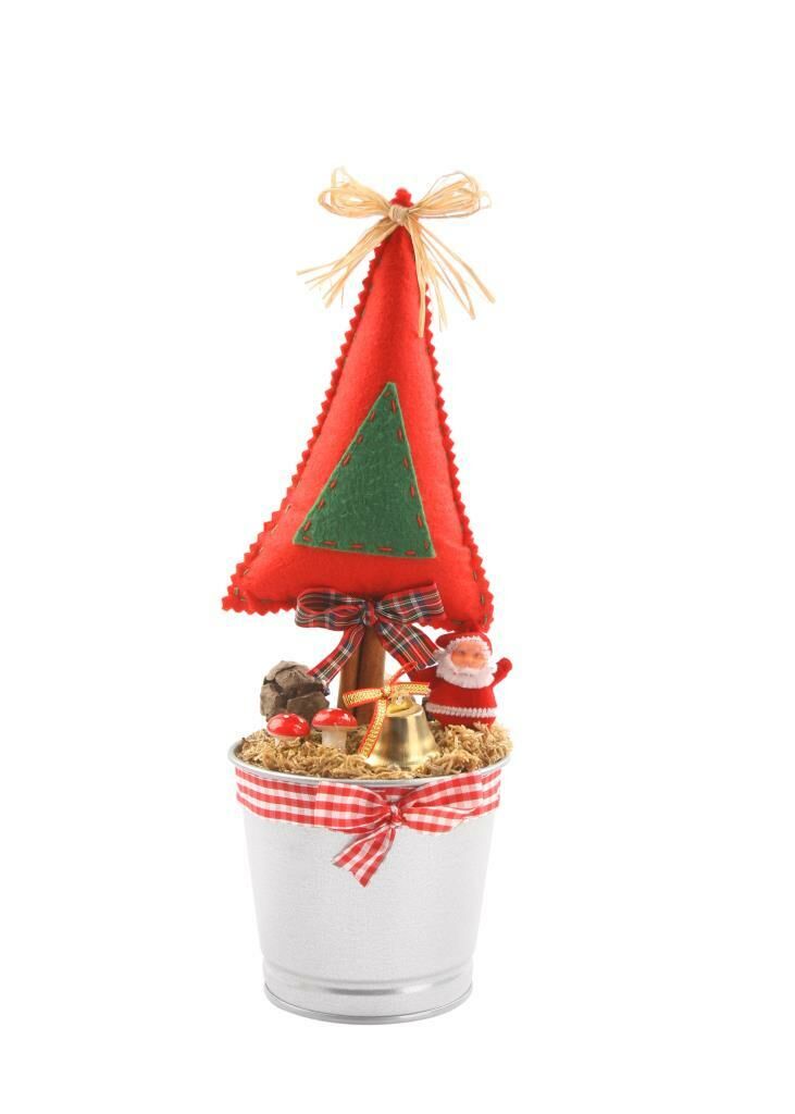 KIRMIZI ÇAM AĞACI KOVA DEKOR 30CM