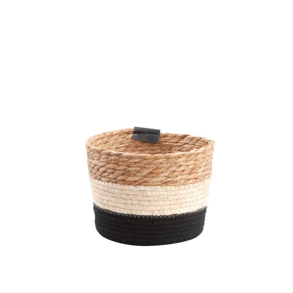 HASIR SİYAH KREM SEPET/SAKSI 21X21X18CM