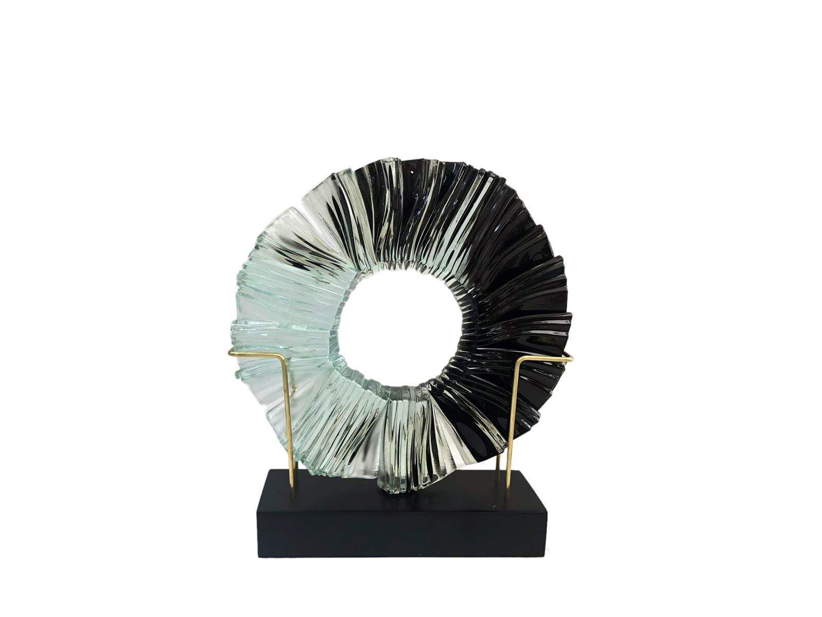 FUSION TURKUAZ SİYAH GEÇİŞLİ CAM DEKOR 25cm
