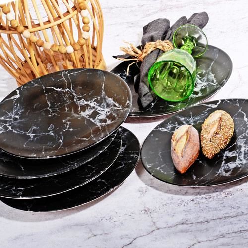 SİYAH MERMER DESEN 6'LI SERVİS TABAK