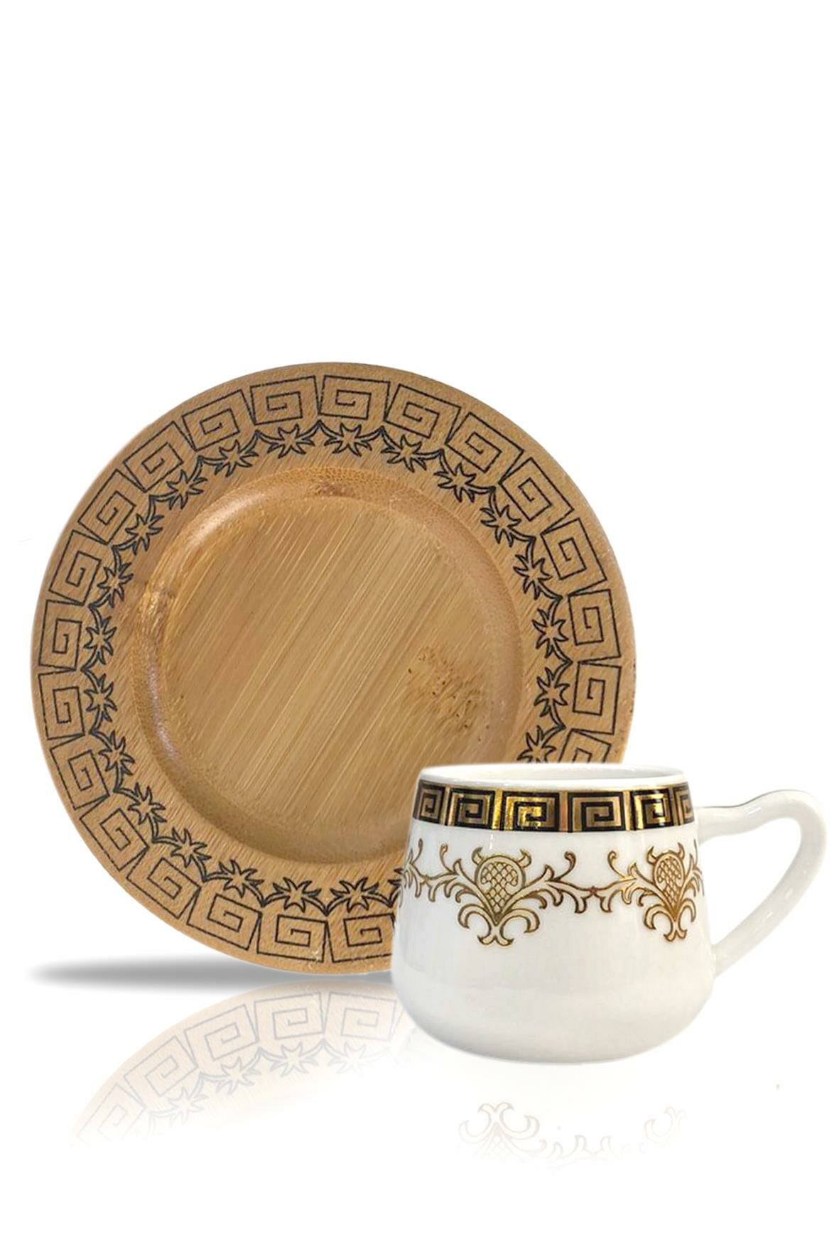BAMBU TABAKLI 6'LI TÜRK KAHVESİ FİNCANI DESEN3