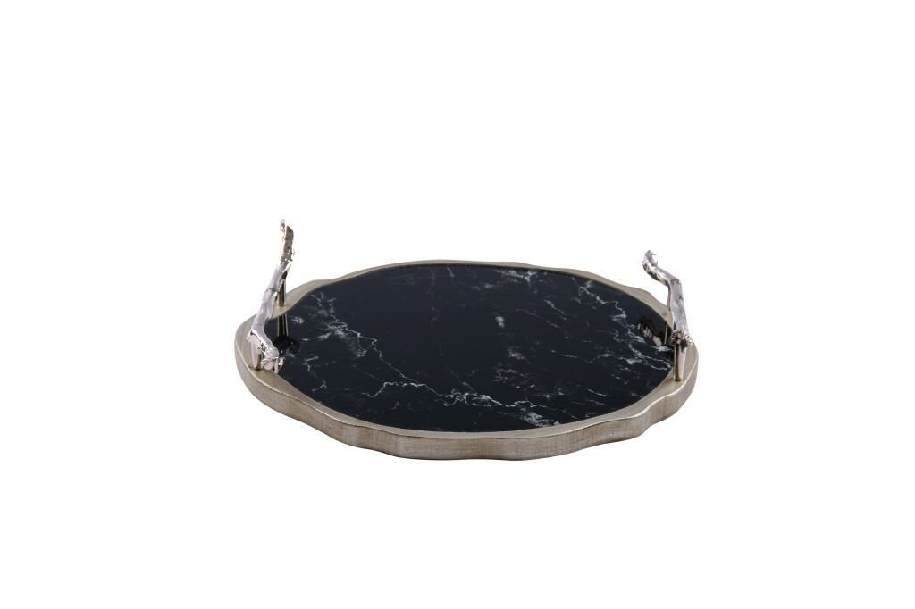 MERMER SİYAH GÜMÜŞ TEPSİ 33X26CM