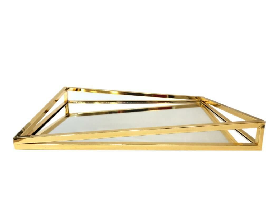 ASİMETRİK ALTIN DİKDÖRTGEN TEPSİ 40CM