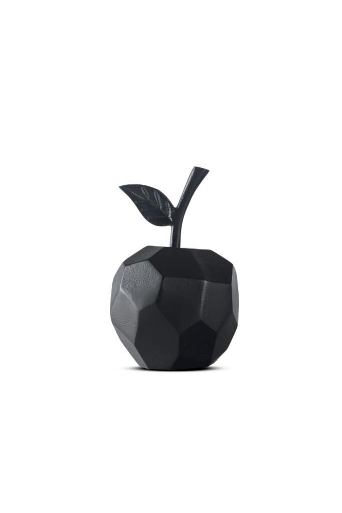 SİYAH METAL ELMA DEKOR 16x9 CM