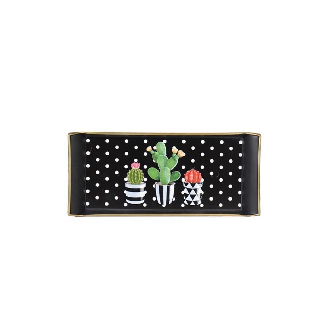 SİYAH DESEN1 DİKDÖRTGEN TEPSİ 13X29CM