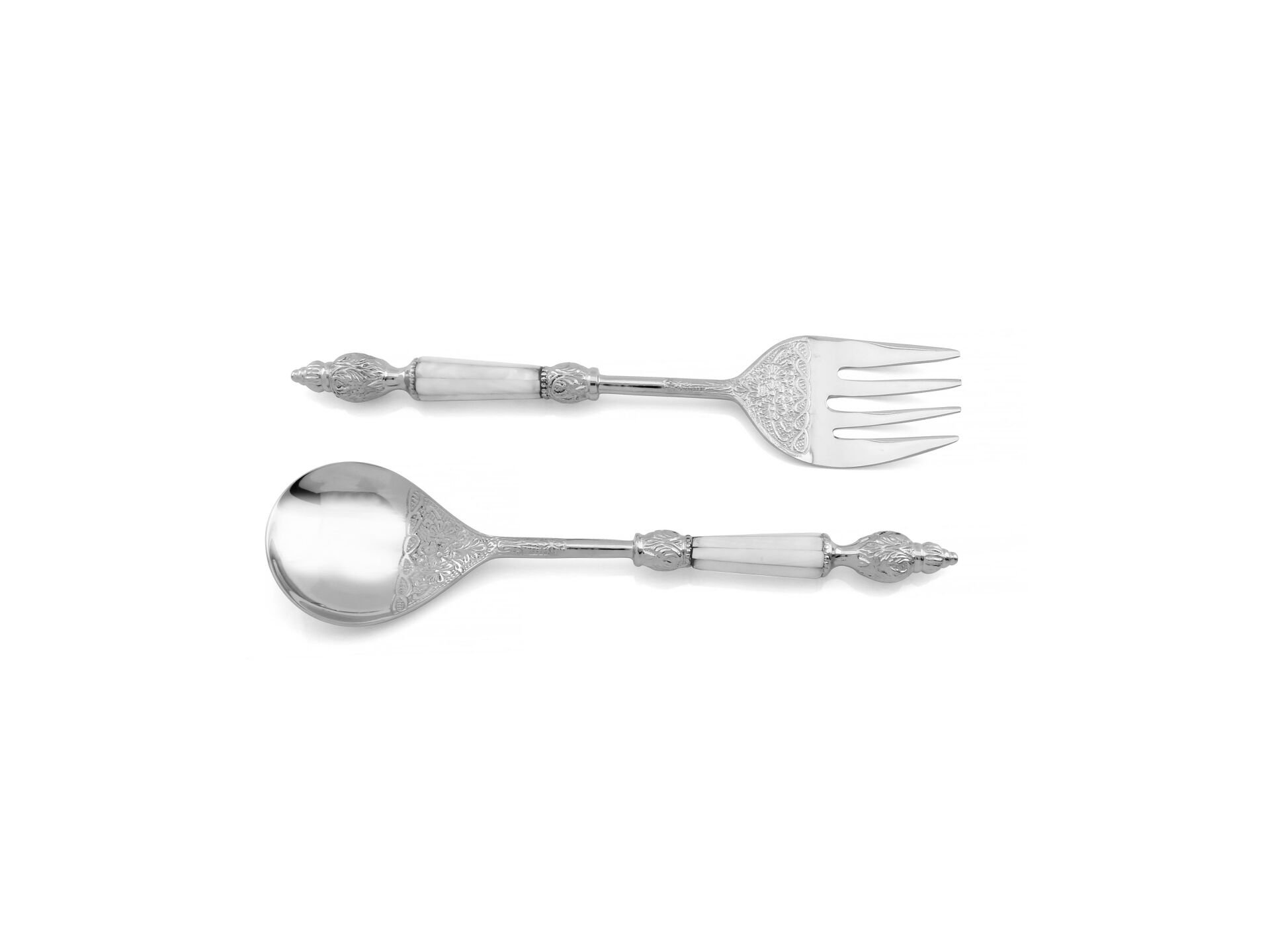 GÜMÜŞ ÇİÇEK DESEN 2'Lİ SALATA SERVİS SETİ