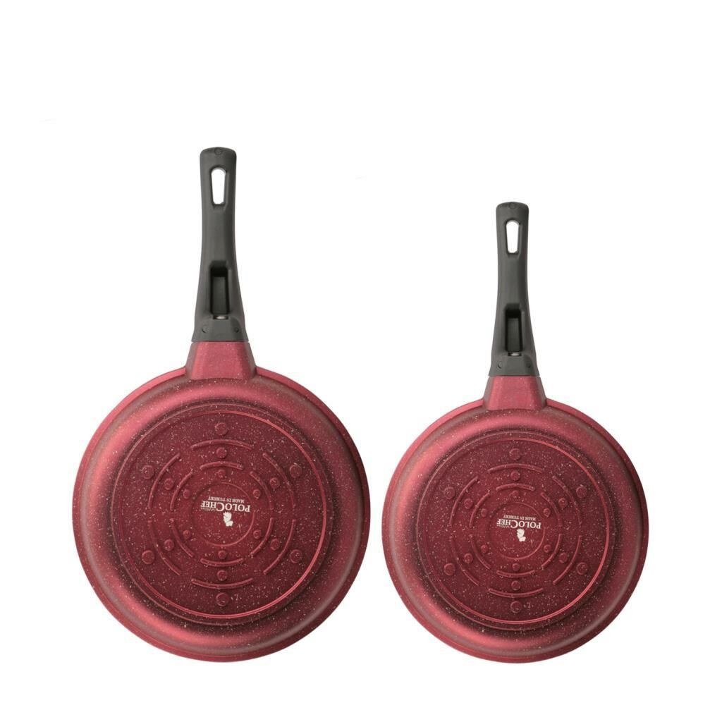 IRON KIRMIZI DÖKÜM GRANİT TAVA SETİ 20-24CM