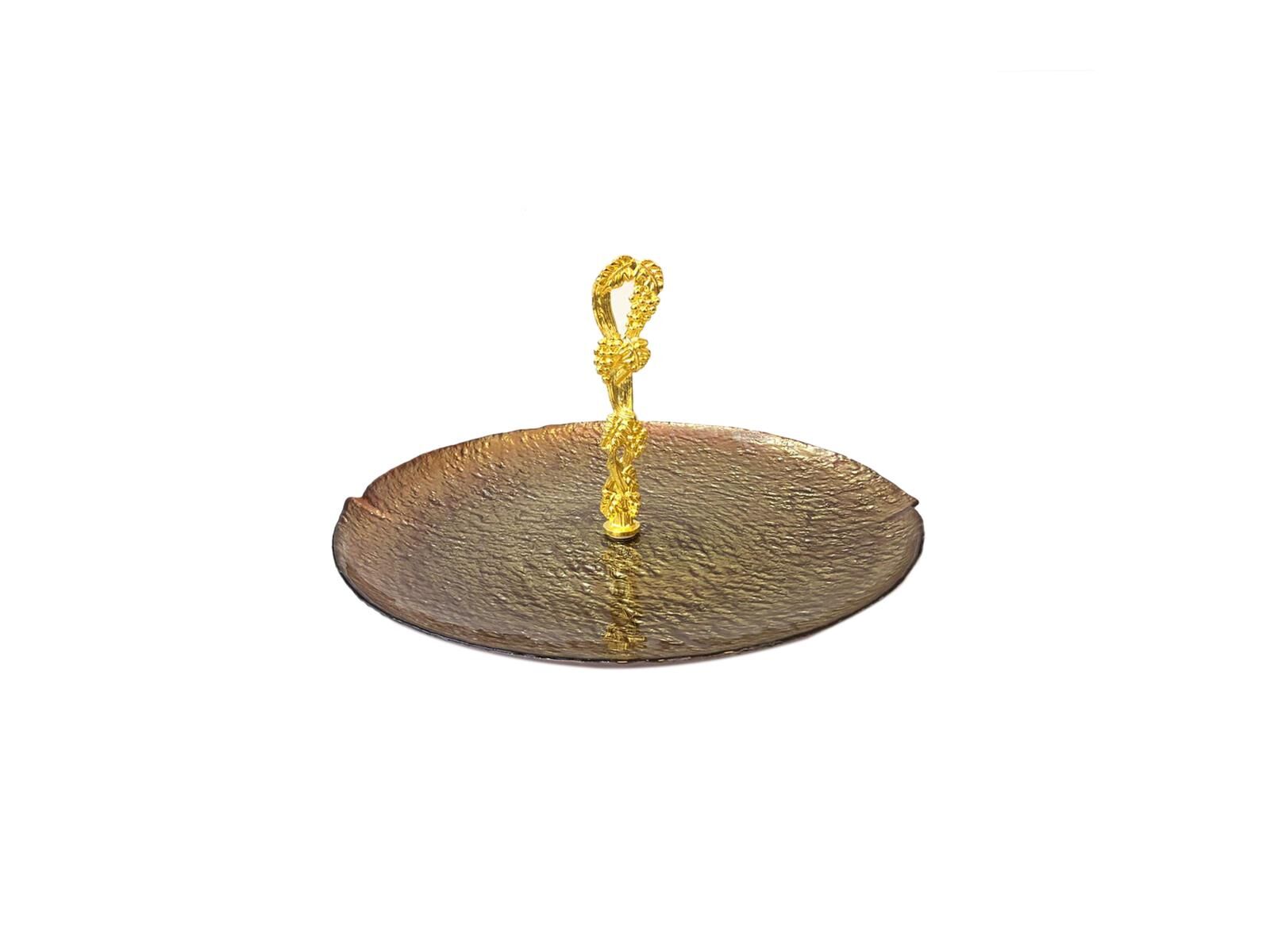 KAHVE ALTIN KULPLU SERVİS TABAK 28cm
