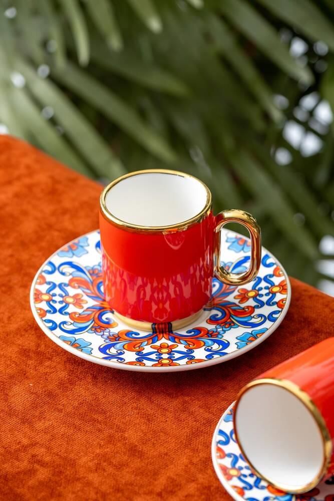 LAS HERAS KIRMIZI TEK KİŞİLİK TÜRK KAHVESİ FİNCANI