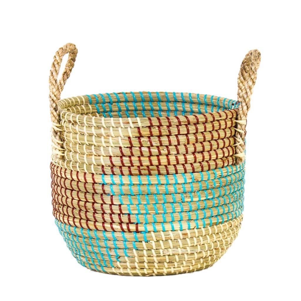 RENKLİ HASIR SEPET 25X21CM
