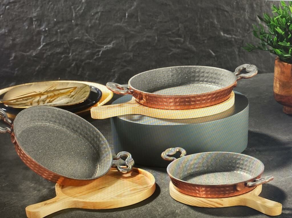 BAKIR AHŞAP SUNUMLU SAHAN 18CM