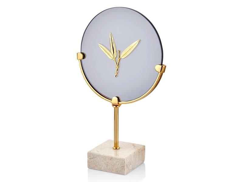 EVZA GOLD BAMBU YAPRAK BEJ DEKORATİF CAM DİSK 33CM