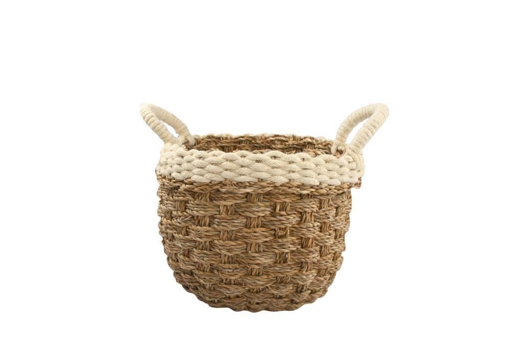 HASIR BEYAZ YUVARLAK SEPET 20X26CM
