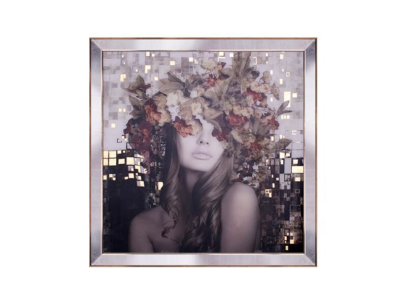 ALTIN ÇİÇEKLİ KADIN DESEN1 TABLO 85X85CM