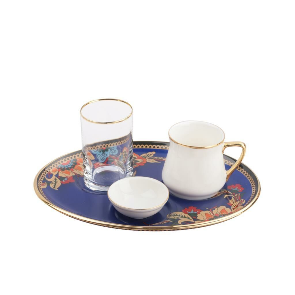 LORENA LACİVERT 4 PARÇA OVAL KAHVE SETİ
