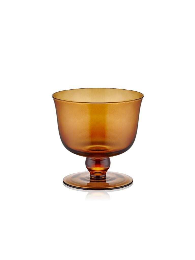 AMBER CAM AYAKLI TEKLİ TATLI KASE 11X10CM