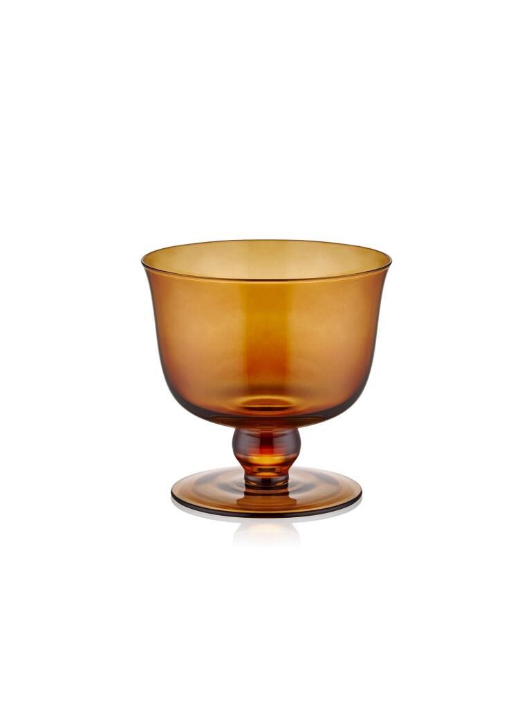 AMBER CAM AYAKLI TEKLİ TATLI KASE 11X10CM