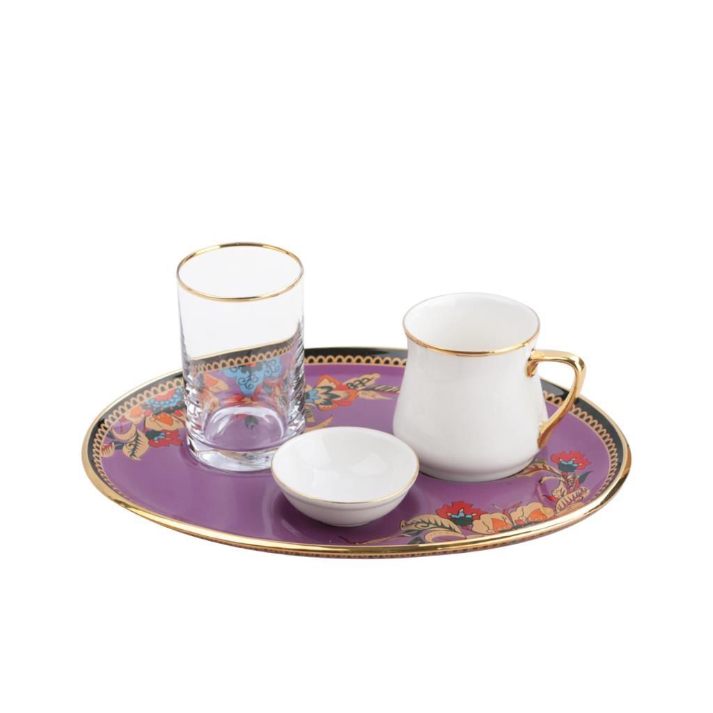 LORENA MOR 4 PARÇA OVAL KAHVE SETİ