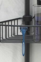 ALUMİNYUM 4 RAFLI YAYLI BANYO KÖŞE RAFI