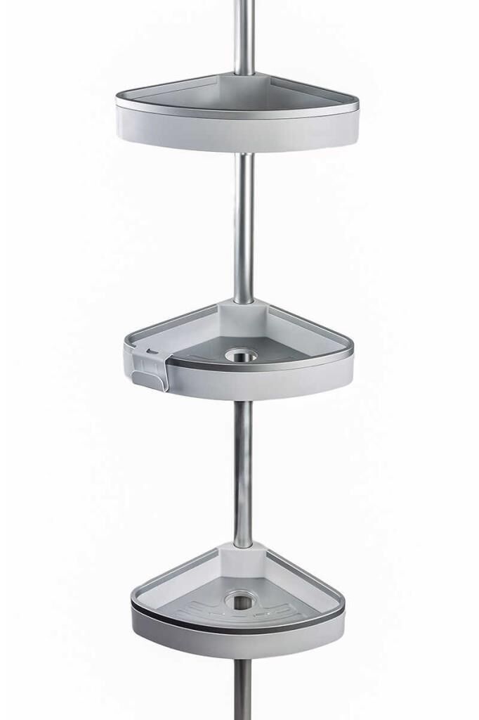 VENTA 3'LÜ BANYO KÖŞE RAFI PASLANMAZ ALÜMİNYUM BORULAR BEYAZ