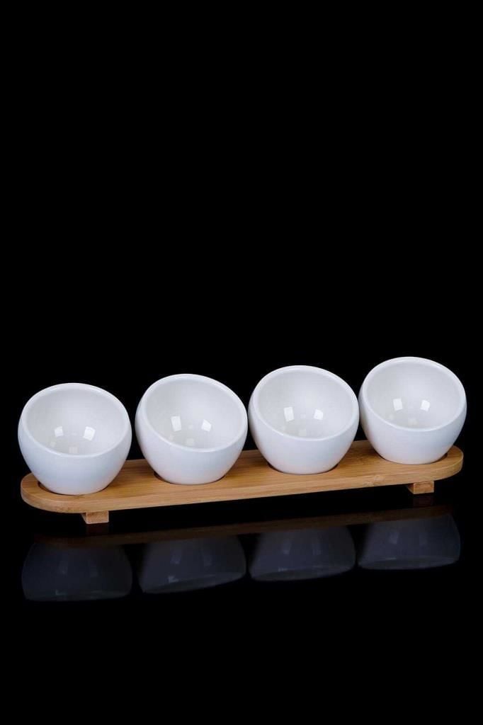 LA PURE 4'LÜ BAMBU STANDLI ASİMETRİK KASE
