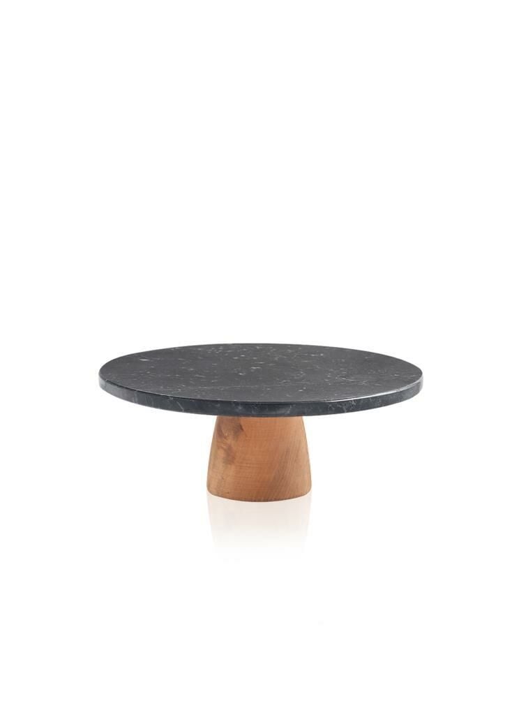 MERMER SİYAH AHŞAP AYAKLI SUNUM TABAK 28CM
