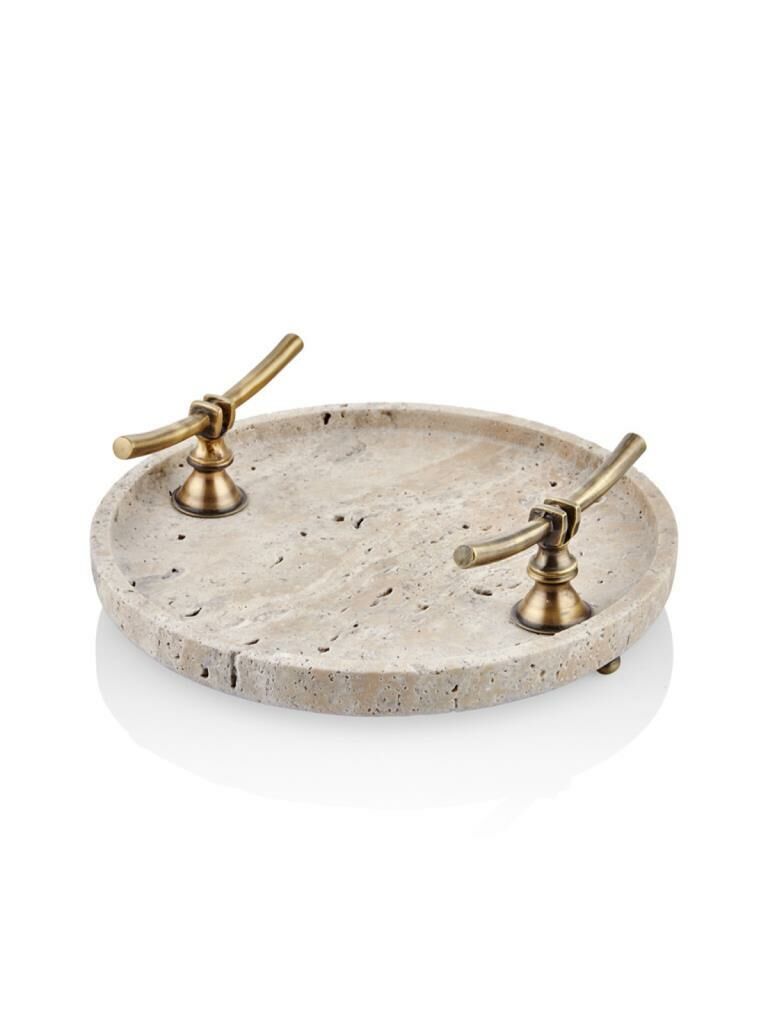 EVZA MERMER TRAVERTEN YUVARLAK TEPSİ 30X9CM