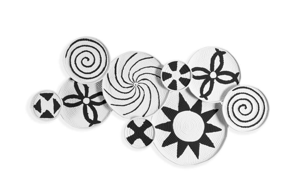 SİYAH BEYAZ ETNİK METAL TABLO 112X59CM