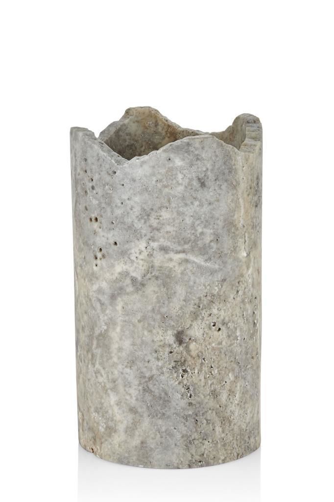 EVZA MERMER GRİ TRAVERTEN ŞARAPLIK/VAZO 11X11X21CM