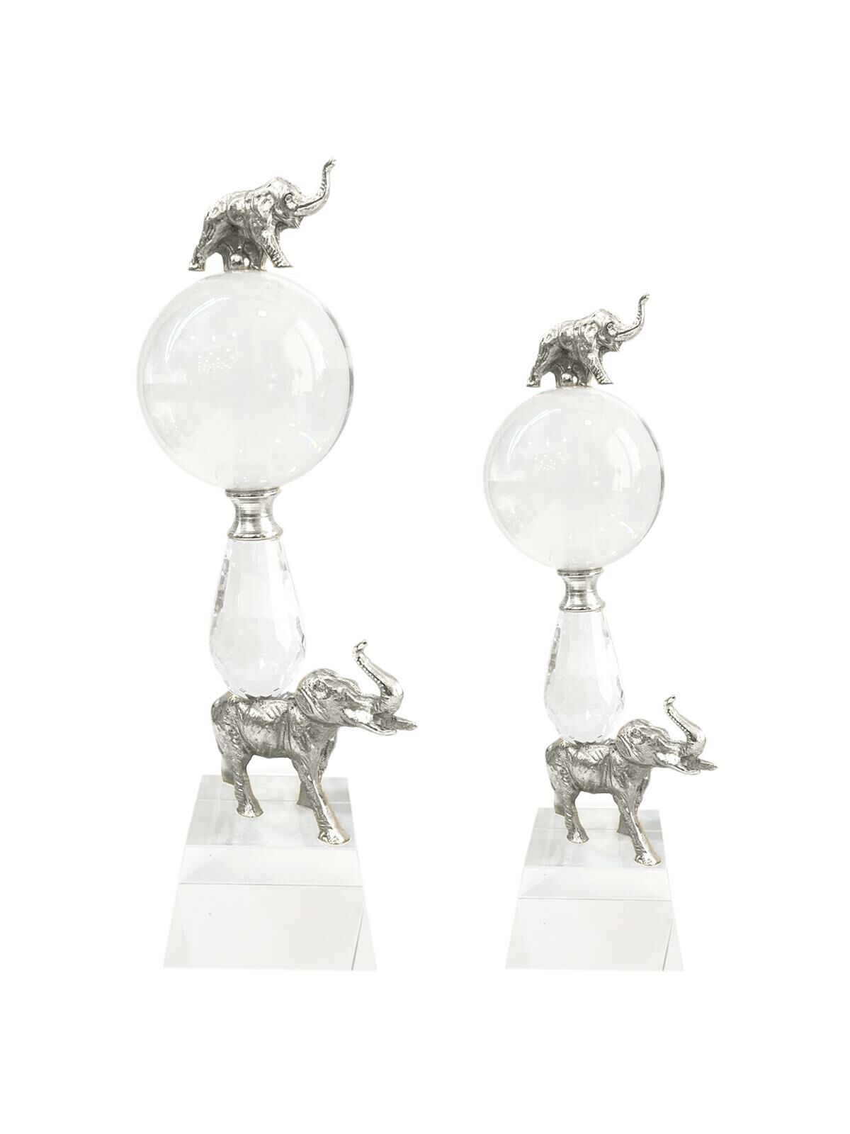 GÜMÜŞ FİL 2'Lİ KRİSTAL KÜRE