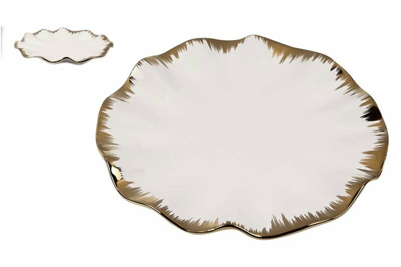 BEYAZ-ALTIN LOTUS SERVİS TABAK 27 cm