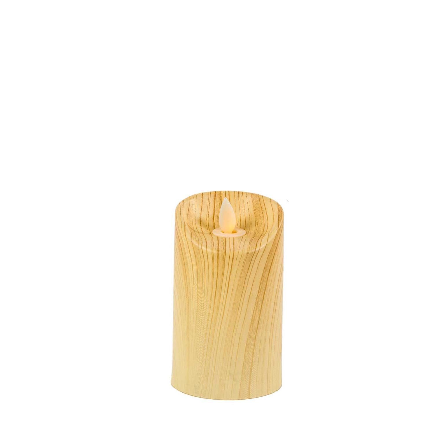 AÇIK KAHVE AHŞAP DESEN LED MUM 12cm