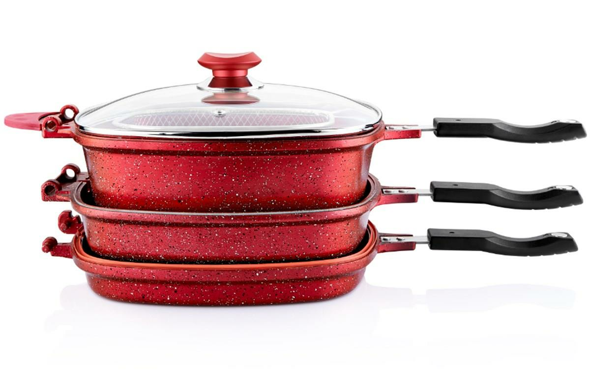 KIRMIZI GRANİT MULTI COOKER TENCERE SETİ