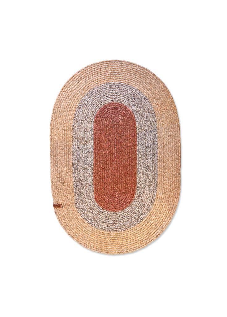 KİREMİT BAMBU JÜT OVAL HALI/PASPAS 90X60CM