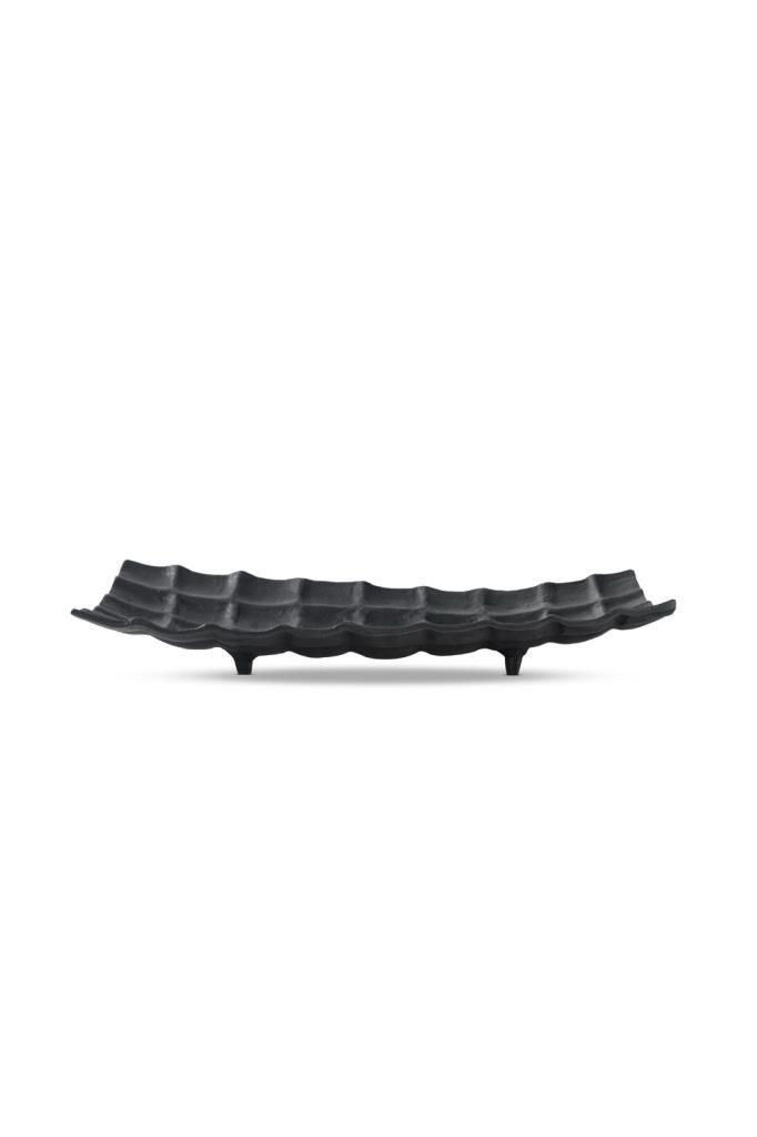 SİYAH METAL DİKDÖRTGEN TABAK 49x24x4 CM
