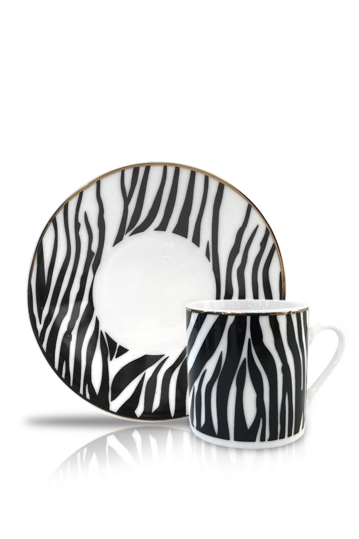 ZEBRA DESEN 6'LI TÜRK KAHVESİ FİNCANI