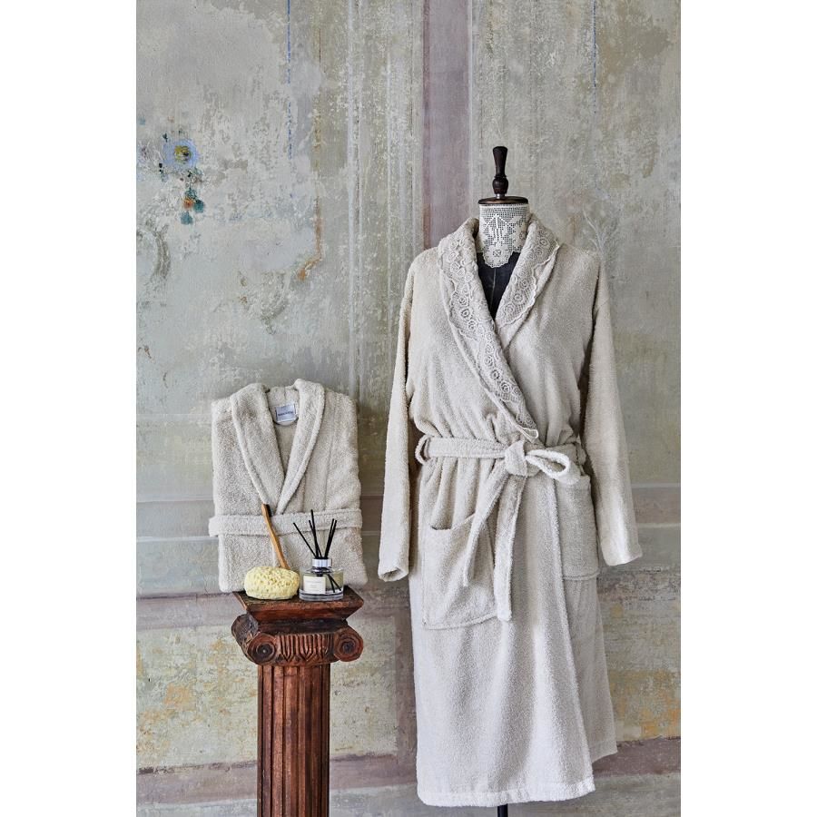 VALERIA ROYAL DANTELLİ 3 PARÇA GOLD BORNOZ SETİ