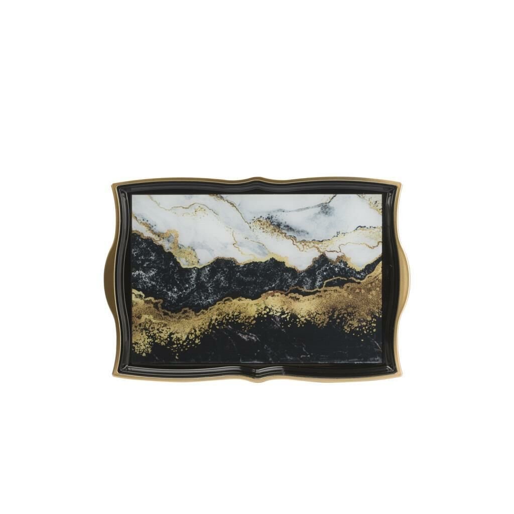 SİYAH DESENLİ TEPSİ 48X31CM