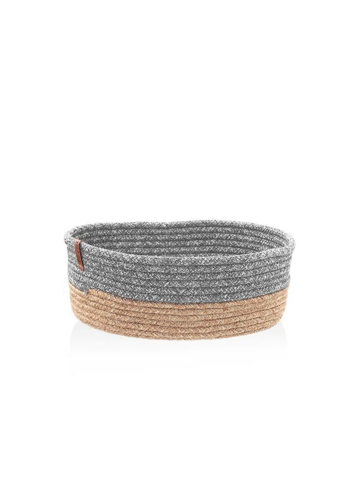 GRİ BAMBU JÜT OVAL SEPET 35X24X12CM
