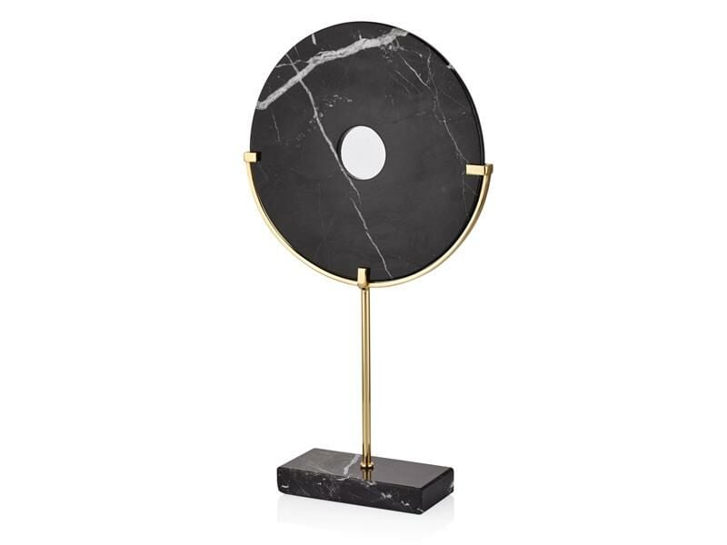 EVZA MERMER SİYAH ALTIN KAİDELİ DİSK DEKOR 50CM