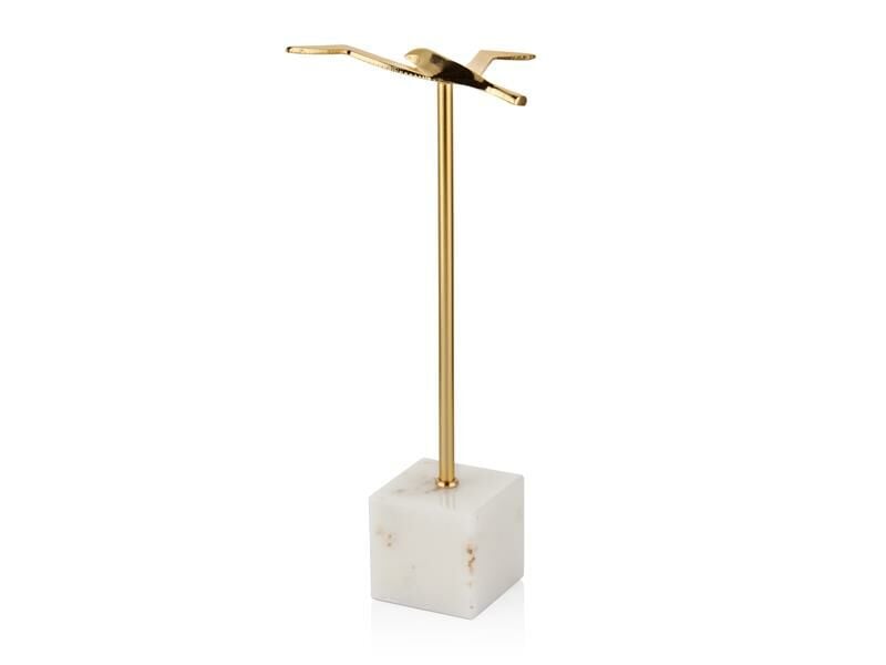 EVZA MERMER BEYAZ ALTIN KAİDELİ UÇAN KUŞ DEKOR 33CM