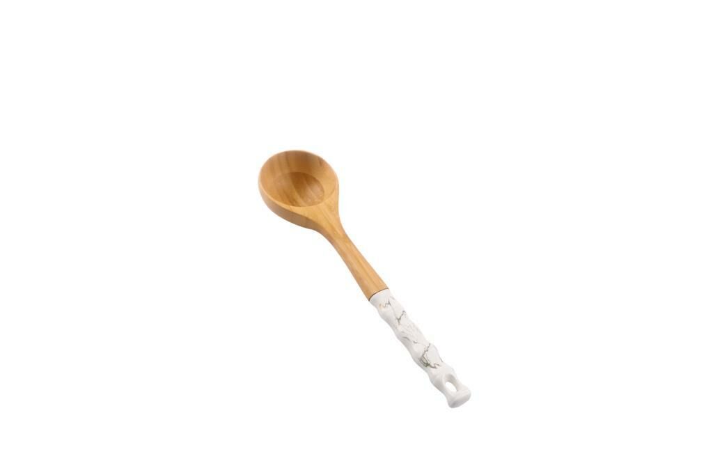 BEYAZ MERMER PORSELEN SAPLI BAMBU KEPÇE