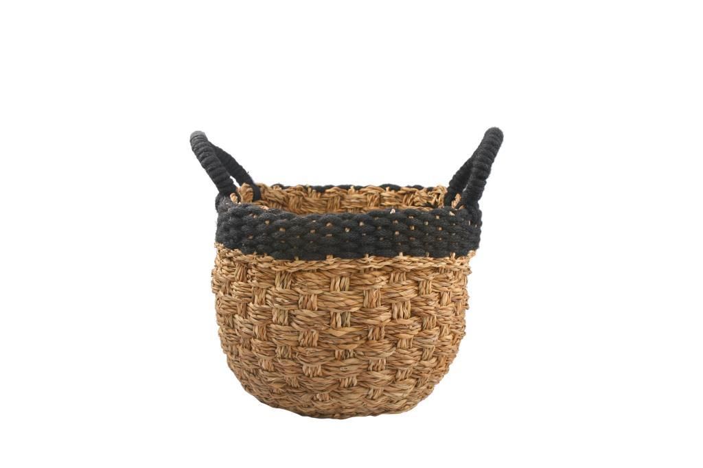 HASIR SİYAH YUVARLAK SEPET 20X26CM